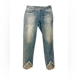 Chico's Distressed Blue Jeans with Frayed Cuffs